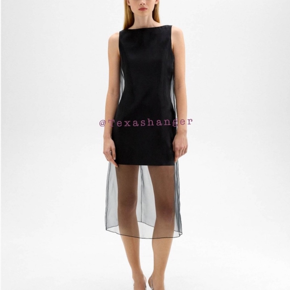 NWT Theory Overlay Midi Dress Size 2 Good Linen Black